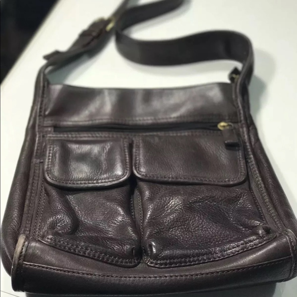 Fossil Brown Pebbled Leather Shoulder Bag